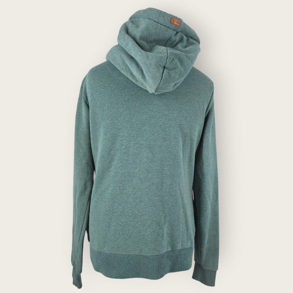 Wanakome Pullover Hoodie Green Cowl Neck Leather Patch Drawstring Women's Sz XL - Picture 3 of 10